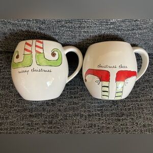Rae Dunn Festive Christmas Mugs Set - Green and Red